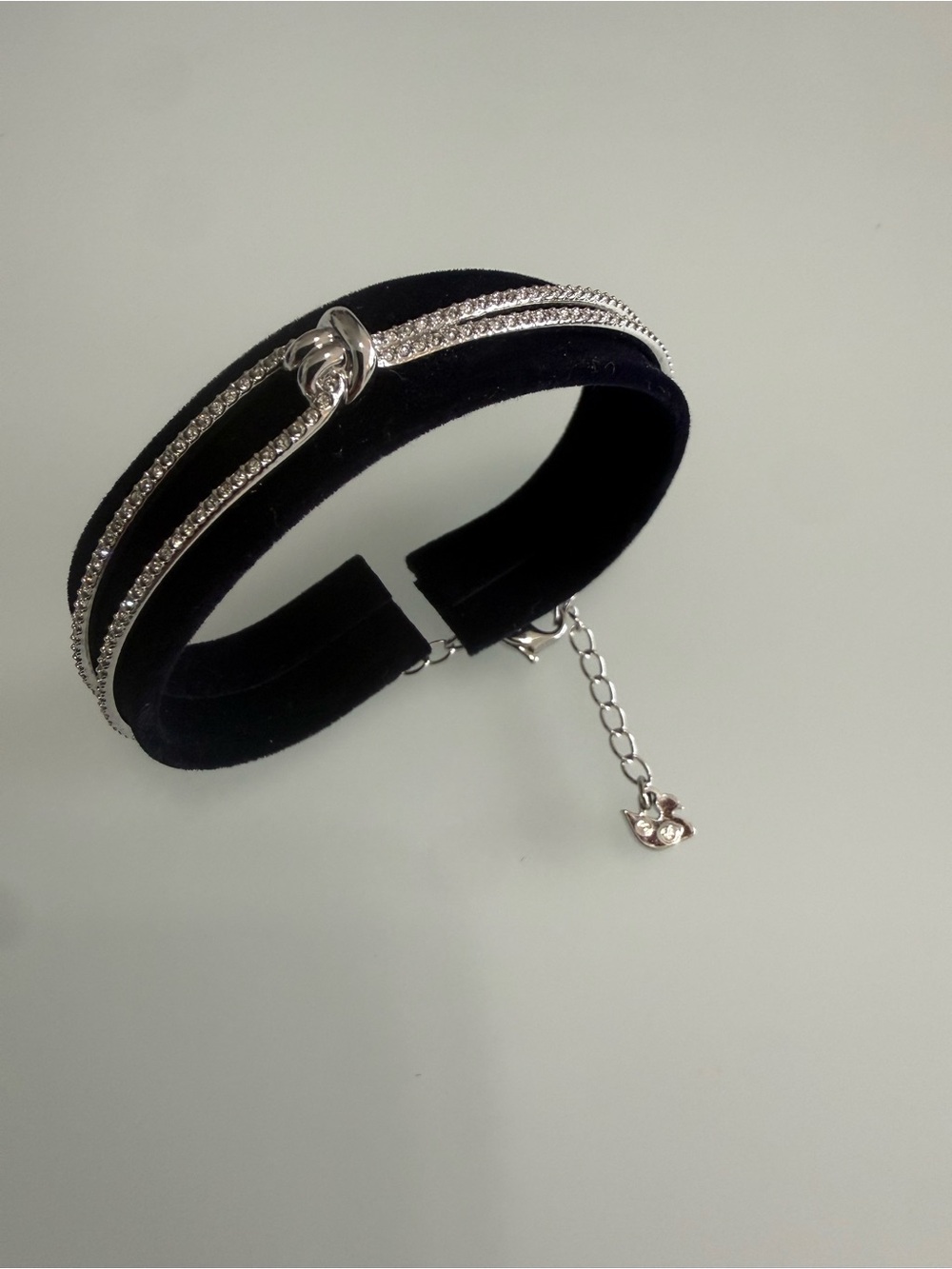 Swarovski Silver Crystal Double-Strand Knot Bracelet
